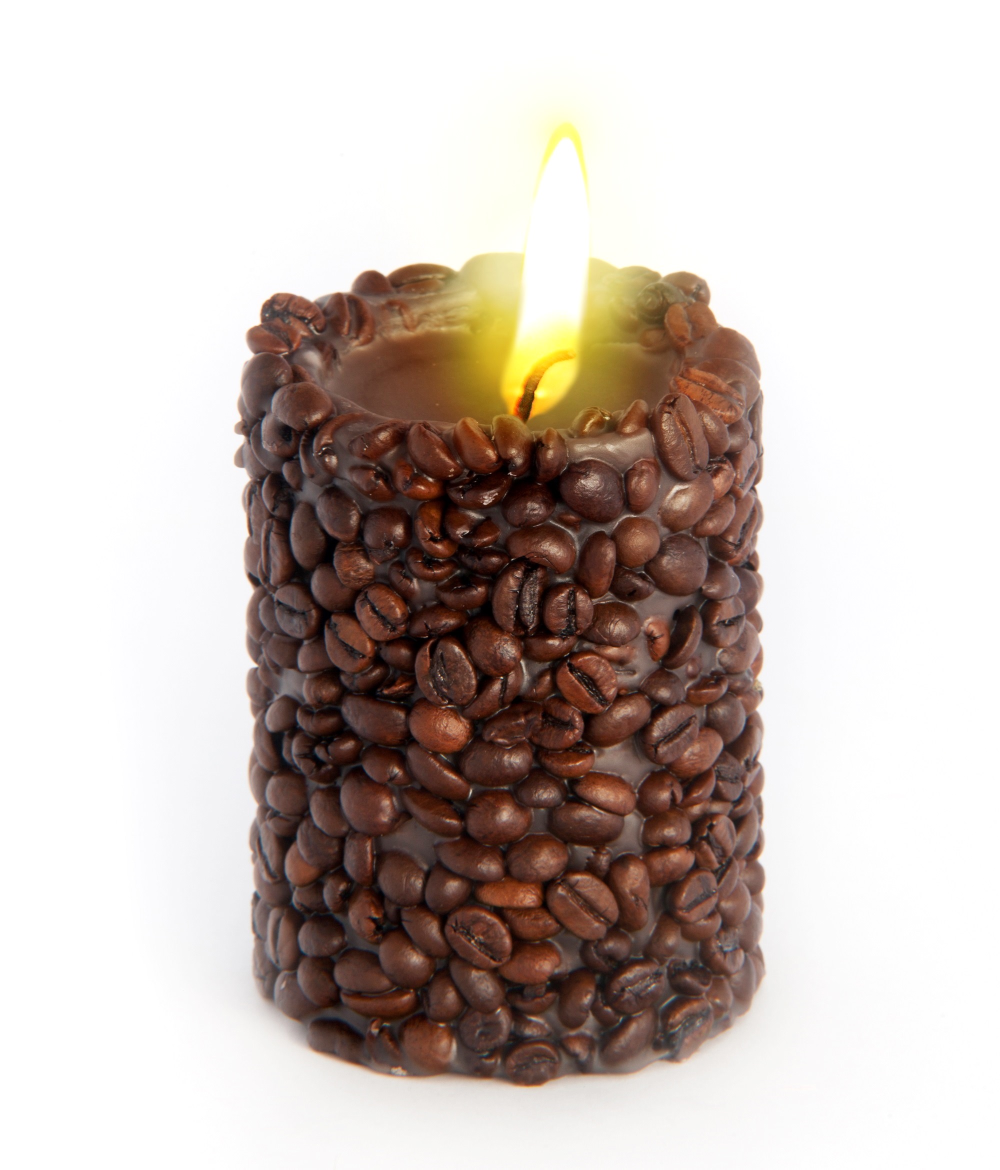 Свеча-эко ручной работы COFFEE с зернами и ароматом кофе, d6-7 h9-10 см, круглая