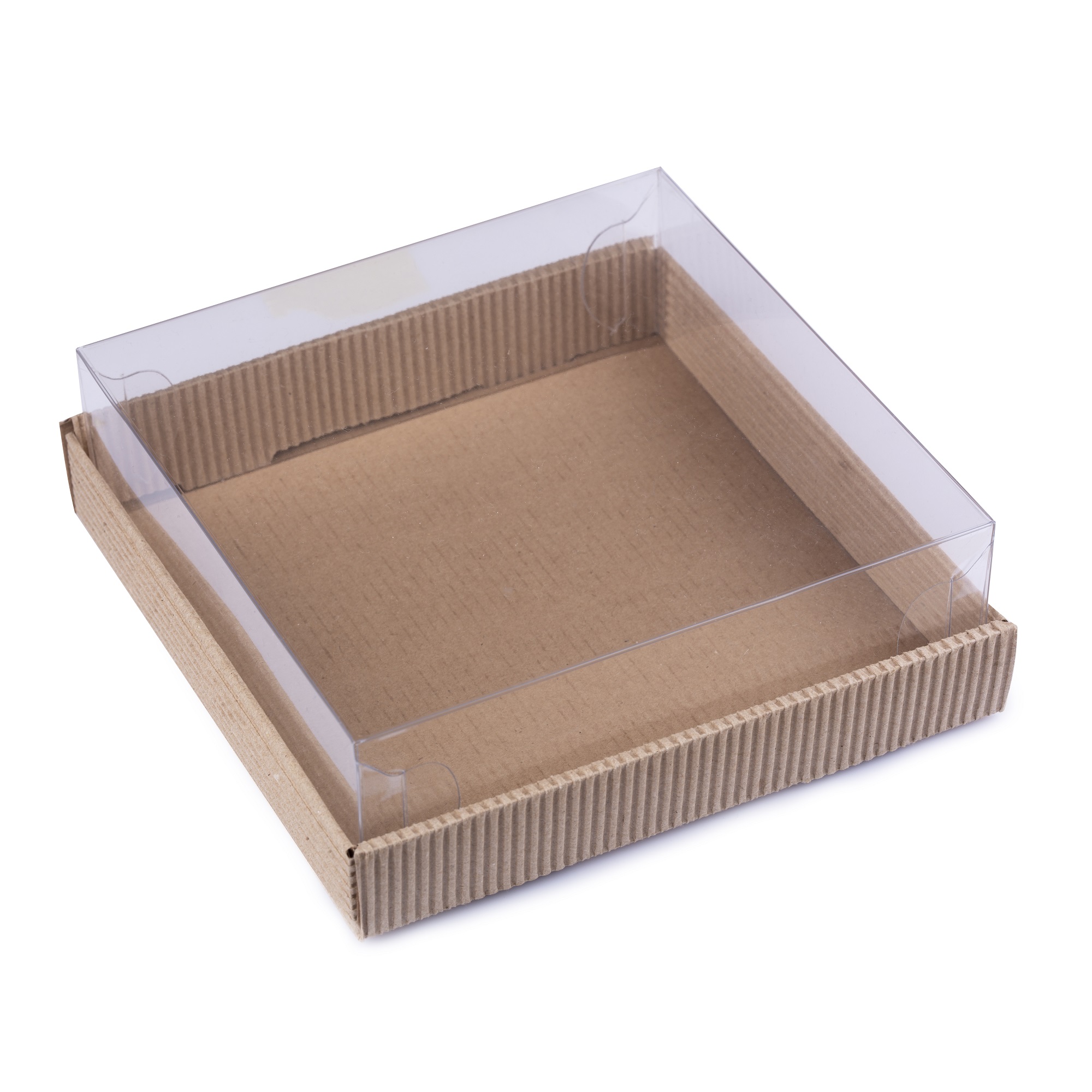 Коробочка NATURAL COSMETICS (дно из гофро-картона, верх из пластик), 18,3*18,3*6 см 